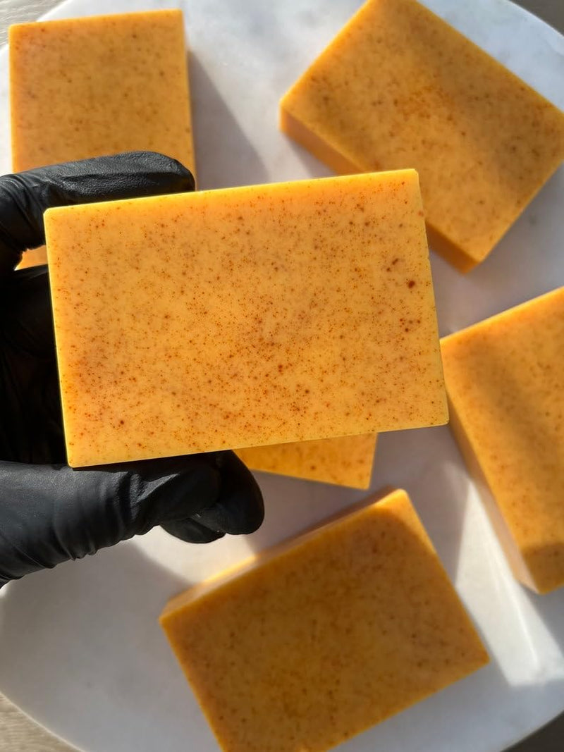 Turmeric and Kojic Acid Skin Brightening Soap All Natural Gentle Cleanser for All Skin Types. Fights Acne, Reduces Dark Spots & Fades Scars. Face & Body Cleanser for Men, Women & Teens. (1 Soap Bar)