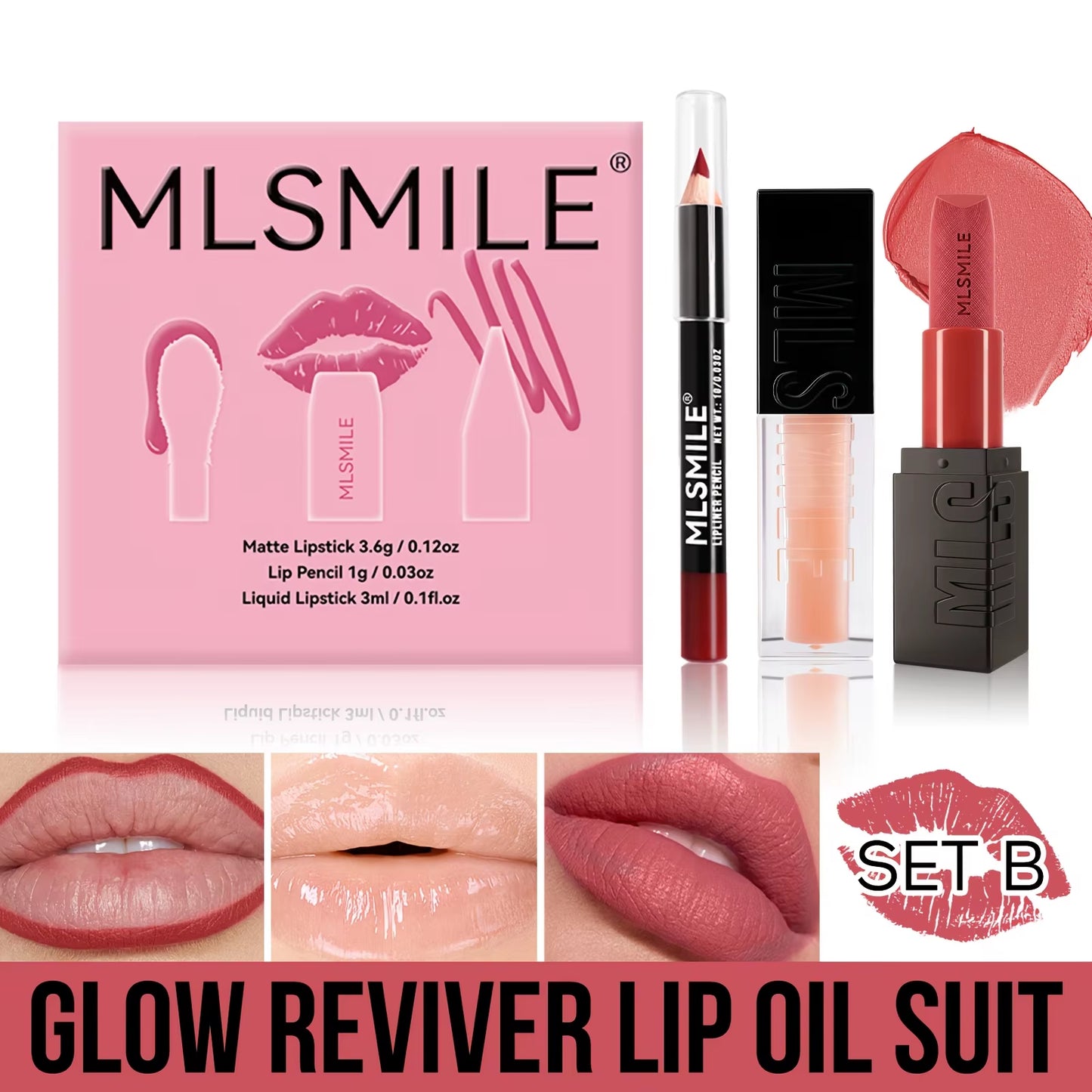 Lip Makeup Kit Makeup Set, Christmas Gift Box with Velvet Matte Lipstick, High Shine Lipgloss, Lip Pencil,For Women Makeup Set