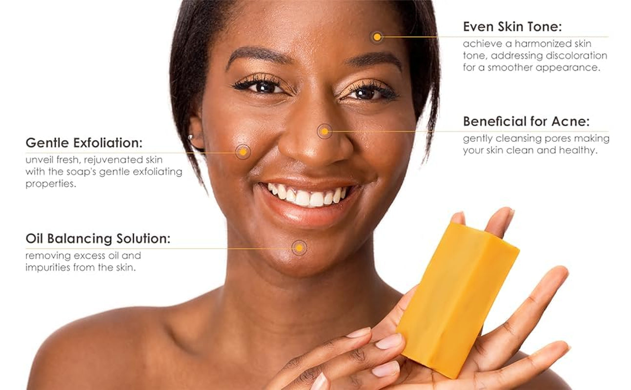 Turmeric and Kojic Acid Skin Brightening Soap All Natural Gentle Cleanser for All Skin Types. Fights Acne, Reduces Dark Spots & Fades Scars. Face & Body Cleanser for Men, Women & Teens. (1 Soap Bar)