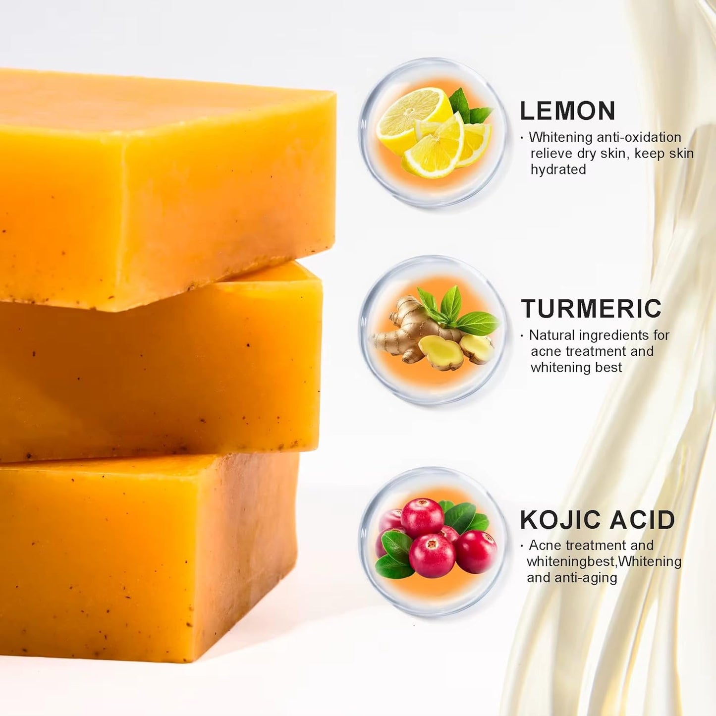 Turmeric and Kojic Acid Skin Brightening Soap All Natural Gentle Cleanser for All Skin Types. Fights Acne, Reduces Dark Spots & Fades Scars. Face & Body Cleanser for Men, Women & Teens. (1 Soap Bar)