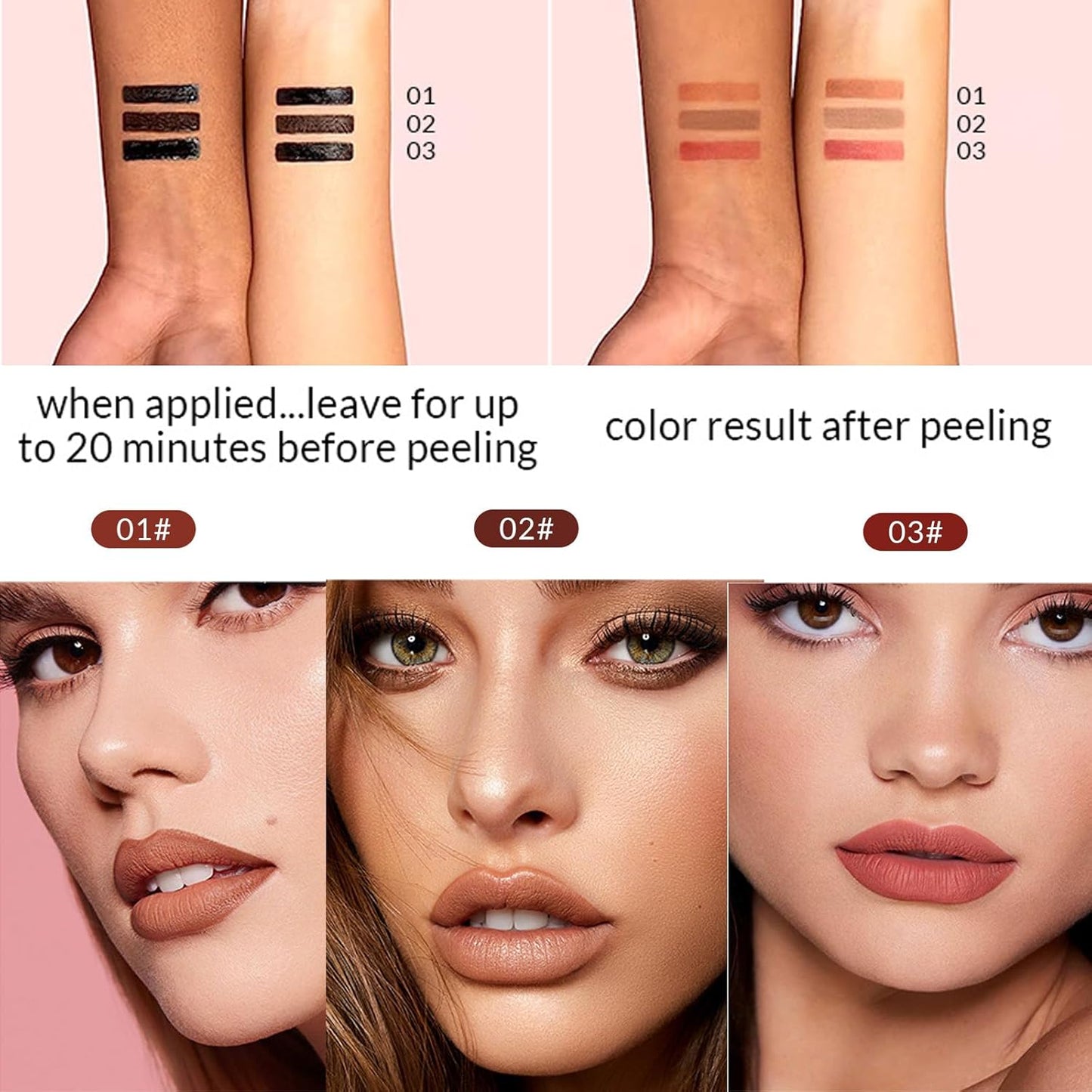 2PCS Peel off Lip Liner Lip Stain, Peel off Lip Tint Tattoo, Long Lasting Stain,Waterproof Lip Liner Tattoo Matte, Transfer-Proof