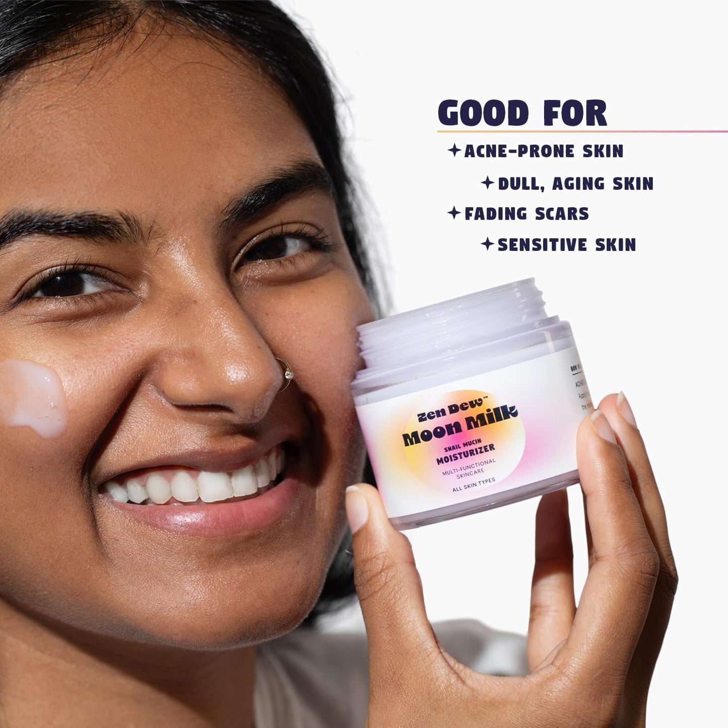 Moon Milk Snail Mucin Moisturizer Glow Cream – Milky Gel Cream Korean Moisturizer That Replenishes Moisture and Leaves Skin Brighter, Plumper, Soothed and Beautifully Smooth, 3.52Oz.