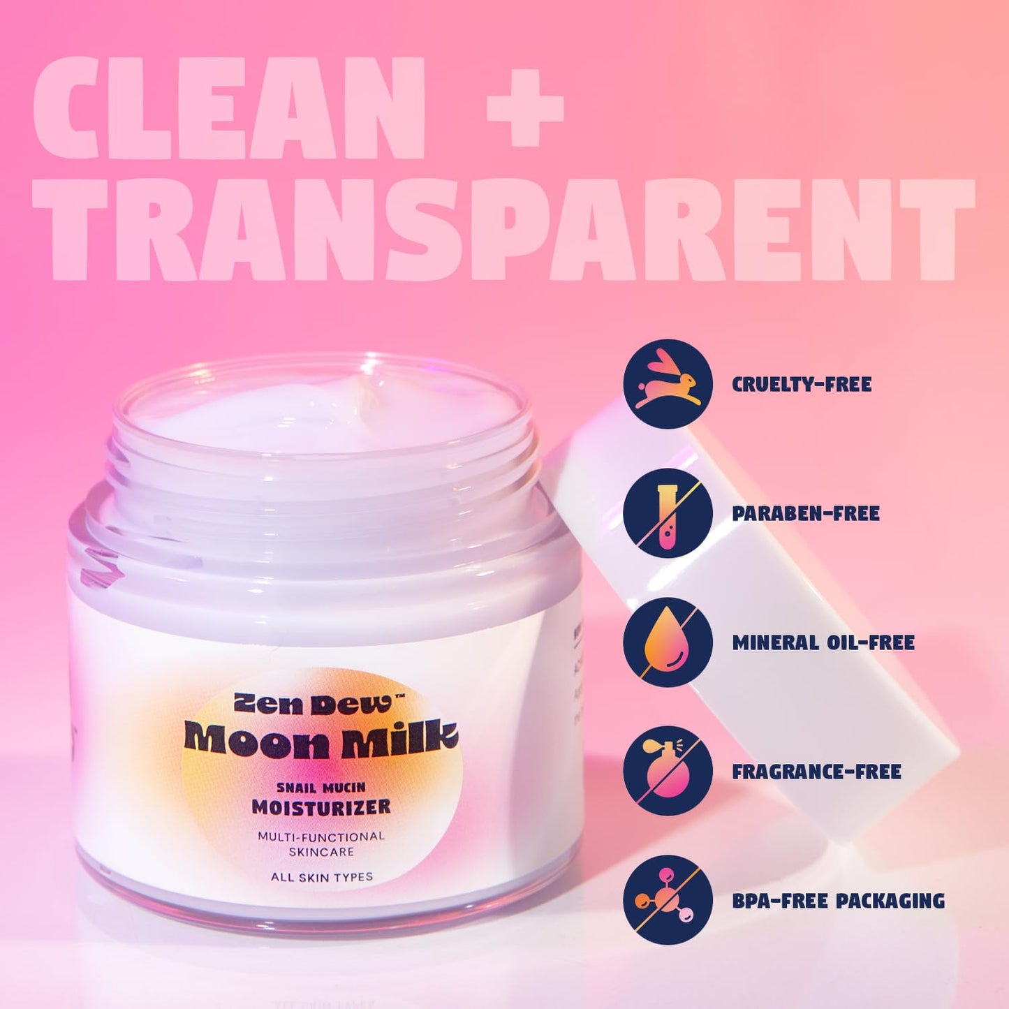Moon Milk Snail Mucin Moisturizer Glow Cream – Milky Gel Cream Korean Moisturizer That Replenishes Moisture and Leaves Skin Brighter, Plumper, Soothed and Beautifully Smooth, 3.52Oz.