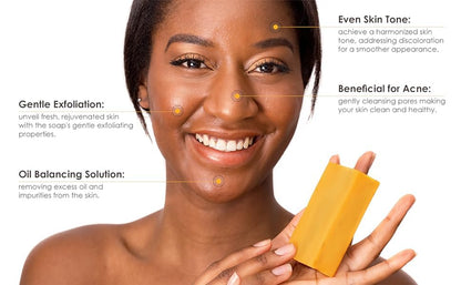Turmeric and Kojic Acid Skin Brightening Soap All Natural Gentle Cleanser for All Skin Types. Fights Acne, Reduces Dark Spots & Fades Scars. Face & Body Cleanser for Men, Women & Teens. (1 Soap Bar)